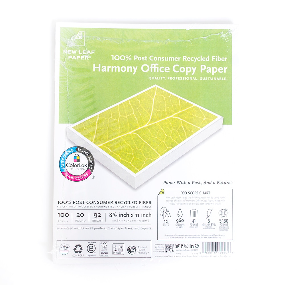 Roaring Spring, Printer & Filler Paper, Art & School, 8.5"x11", Harmony, New Leaf, 100 Count Pack, 728896